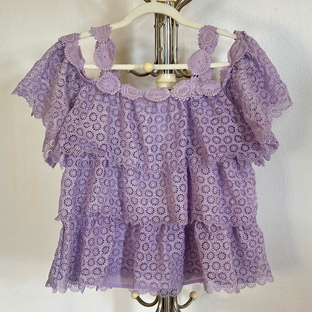 Lavender Lace Ruffle Top - Picture 3 of 4